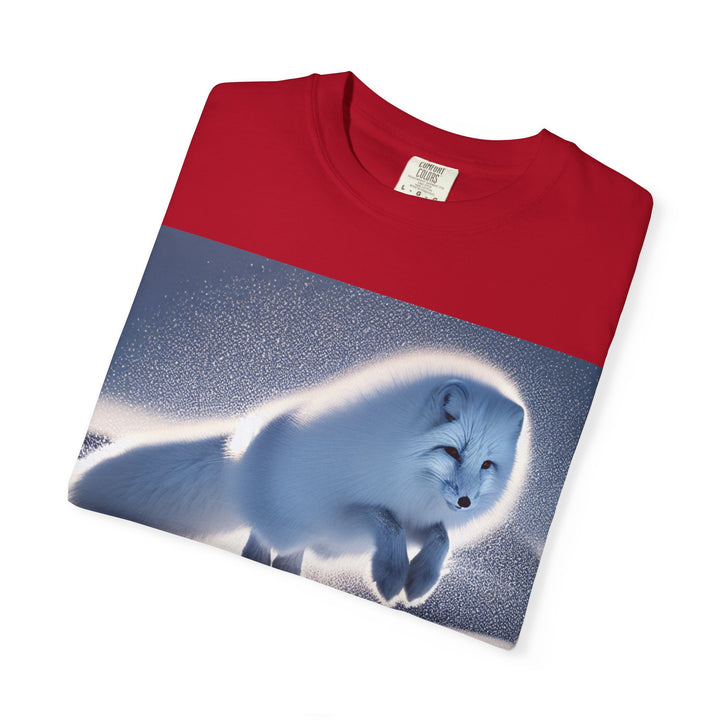 Snow Fox Jumping Unisex Garment-Dyed T-Shirt