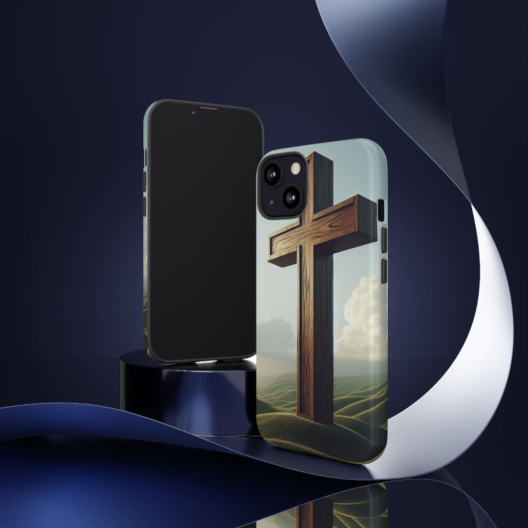 Wooden Cross Phone Case, Inspirational Gift, Christian Decor, Faith-Based Accessory, Unique Tech Gift