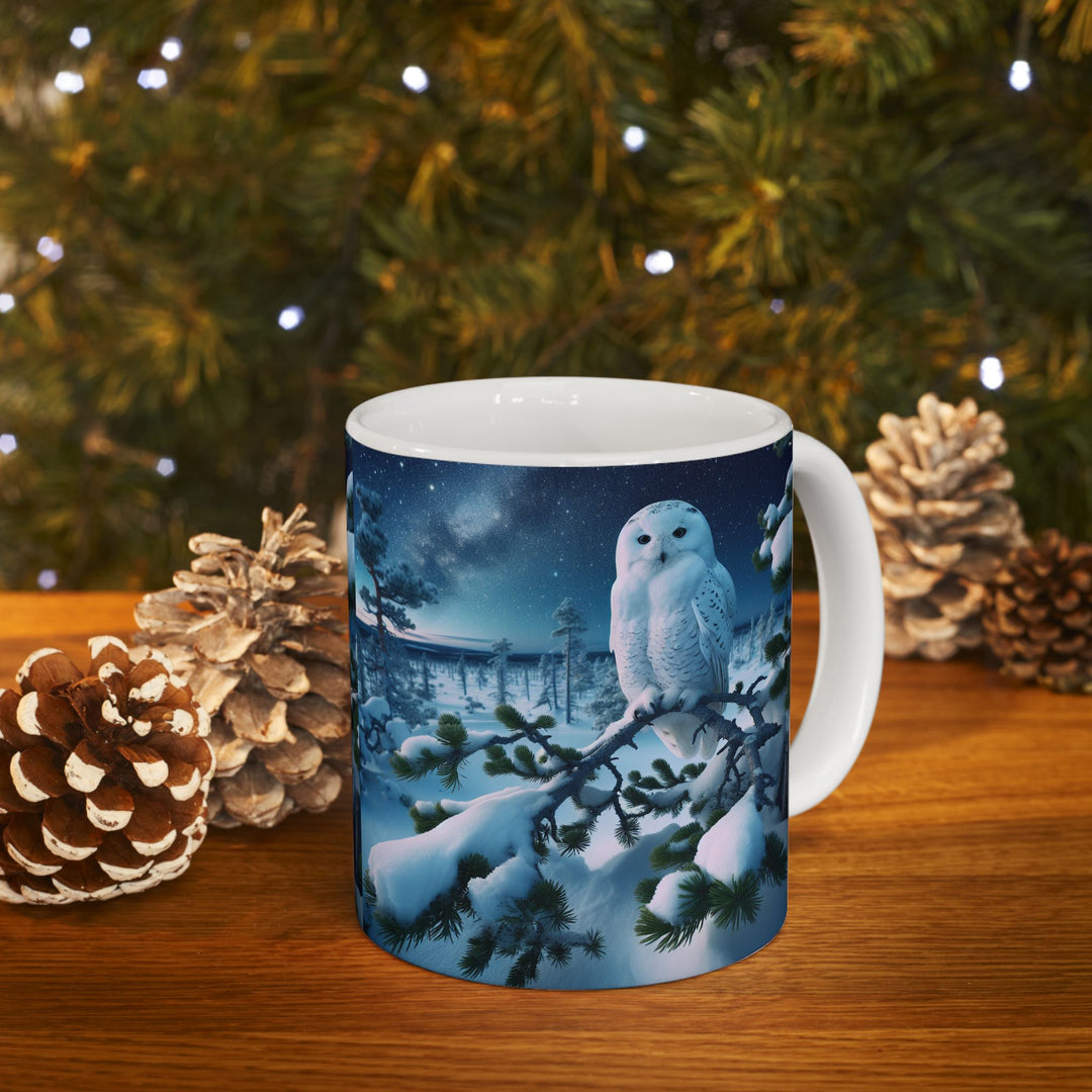 Winter Owl Ceramic Mug - Cozy 11oz & 15oz Coffee Cup for Nature Lovers
