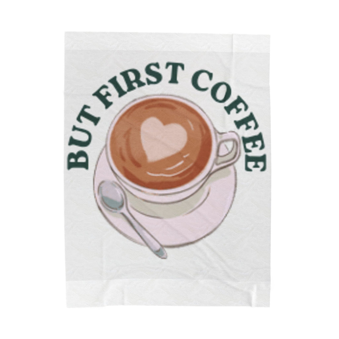 Cozy Coffee Time Velveteen Plush Blanket - Perfect Gift for Coffee Lovers