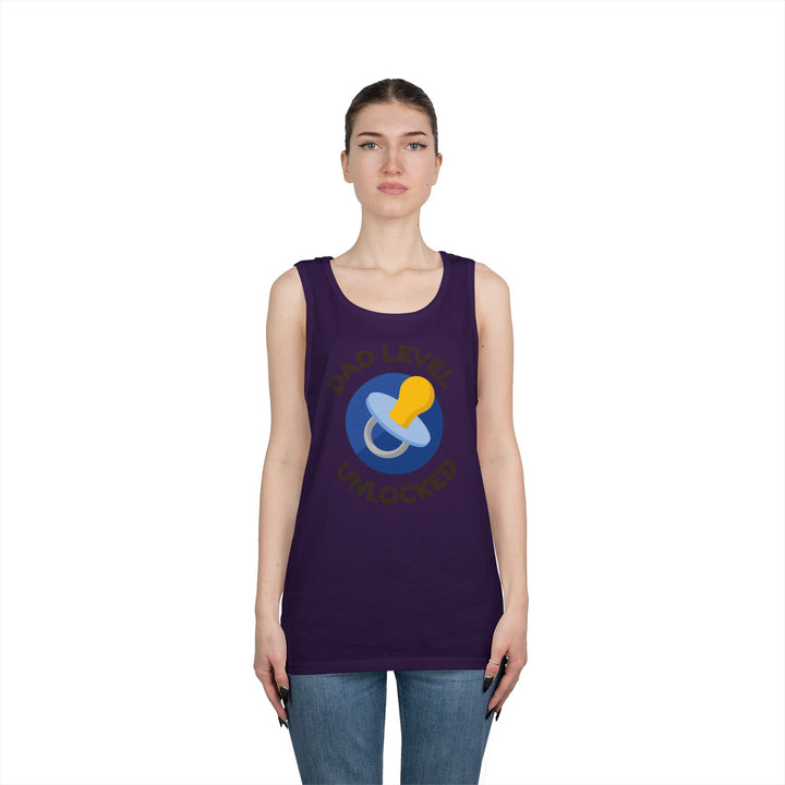 Dad Level Unlocked Tank Top - Unisex Heavy Cotton Sleeveless Shirt for New Dads