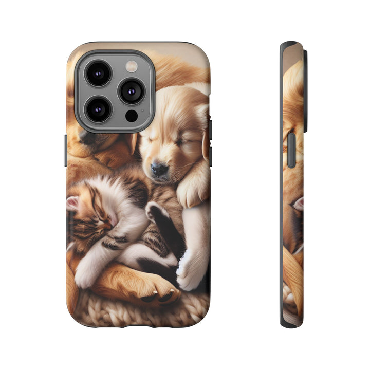 Cute Pets Phone Case - Adorable Puppy and Kitten Design, Animal Lover Gift
