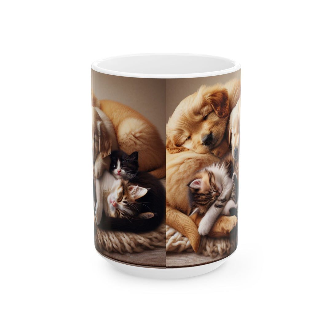 Cute Pets Ceramic Mug - Cozy 11oz & 15oz Coffee Cup for Animal Lovers