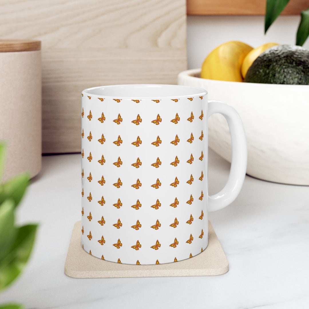 Butterfly Pattern Ceramic Mug - 11oz & 15oz, Perfect for Nature Lovers