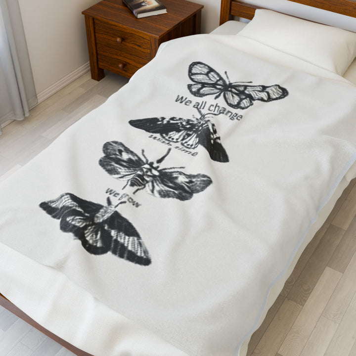 Transformative Moth Plush Blanket, Cozy Gift, Home Décor, Soft Throw, Inspirational Quotes, Birthday, Housewarming