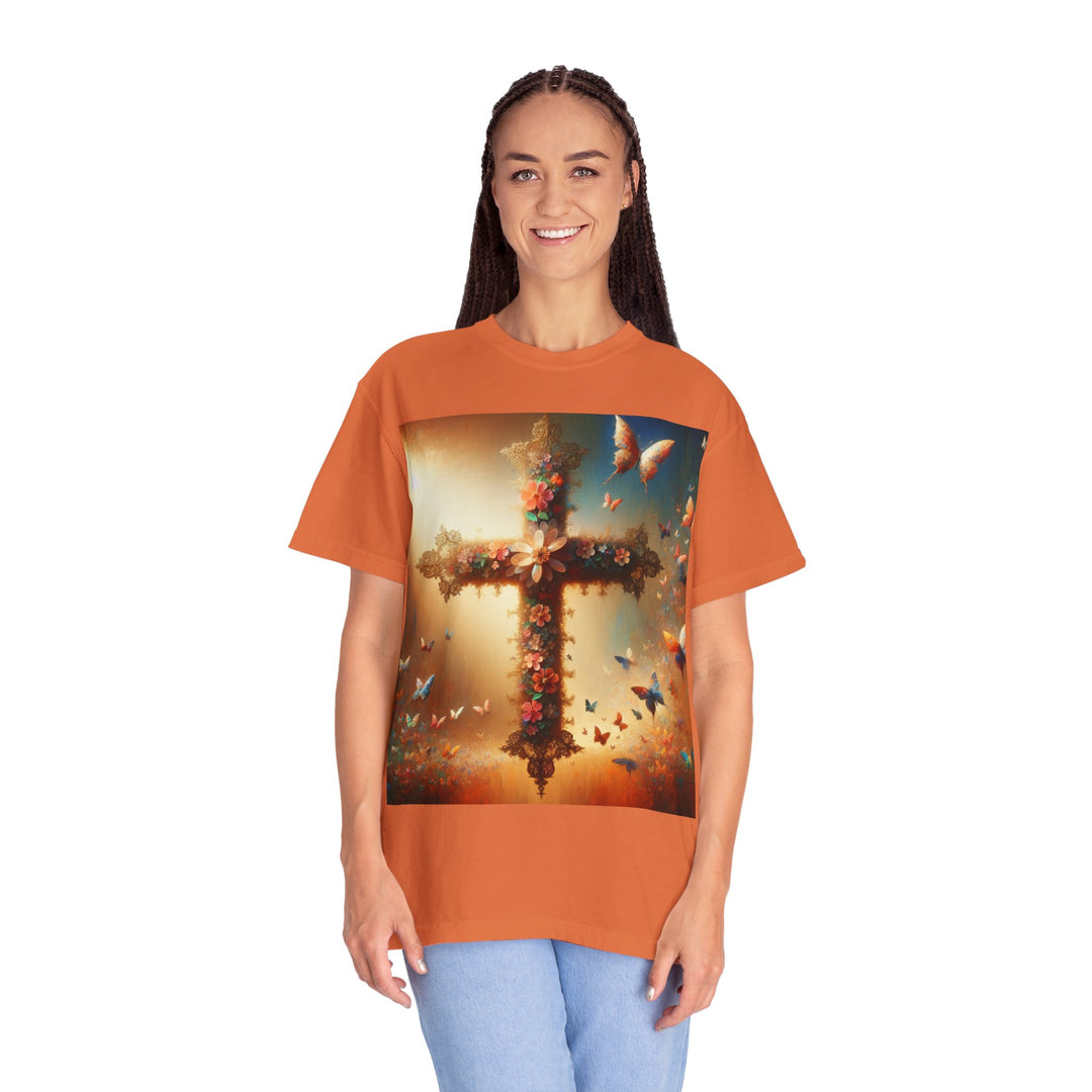 Faith-Inspired Floral Cross T-Shirt, Inspirational Tee, Religious Gift, Christian Apparel, Casual Wear, Everyday T-Shirt