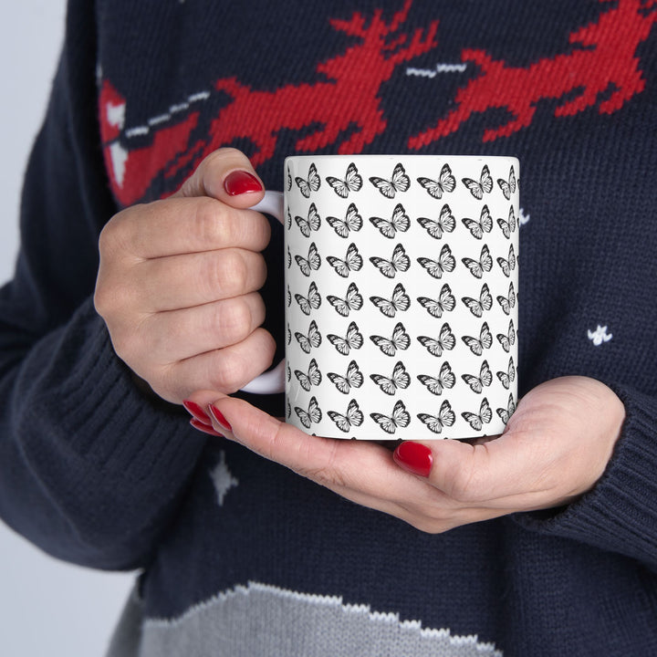 Butterfly Pattern Ceramic Mug - Elegant Gift for Nature Lovers