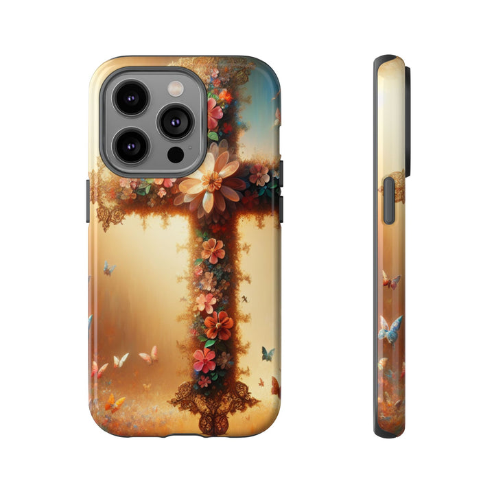 Floral Cross Phone Case, Tough Cases for Christians, Religious Gifts, Cute Floral Accessories, Chic Phone Cover, Spring Vibes