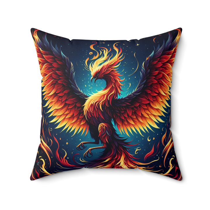 Vibrant Phoenix Throw Pillow, Bohemian Home Decor, Fire Element Cushion, Cozy Living Room Accent, Unique Gift for Dragon Lovers