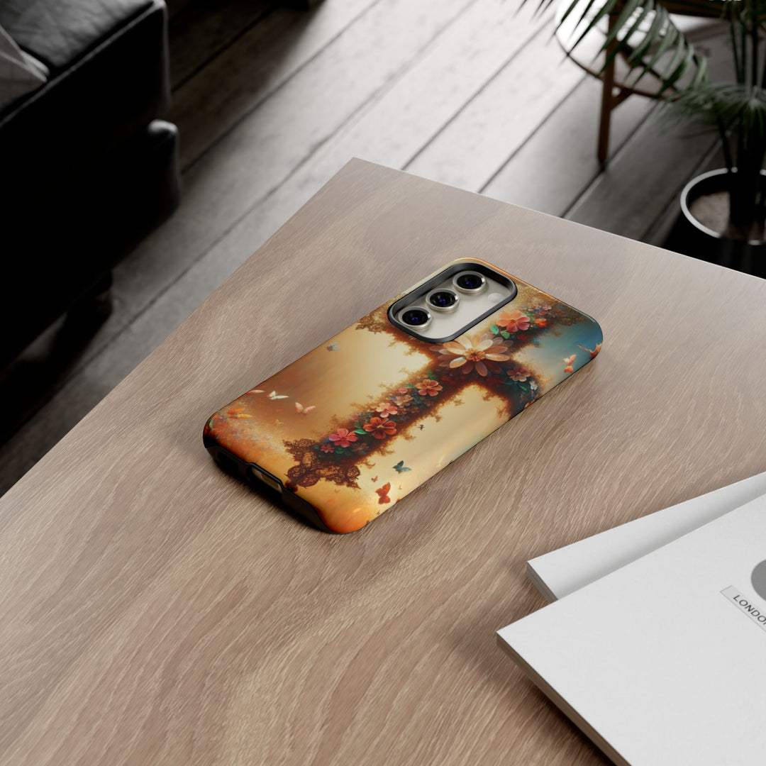 Floral Cross Phone Case, Tough Cases for Christians, Religious Gifts, Cute Floral Accessories, Chic Phone Cover, Spring Vibes