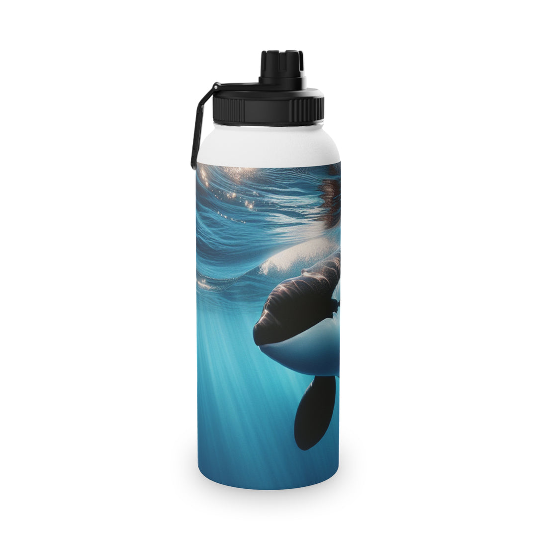 Ocean-Inspired Stainless Steel Water Bottle with Sports Lid