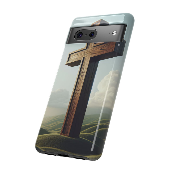 Wooden Cross Phone Case, Inspirational Gift, Christian Decor, Faith-Based Accessory, Unique Tech Gift