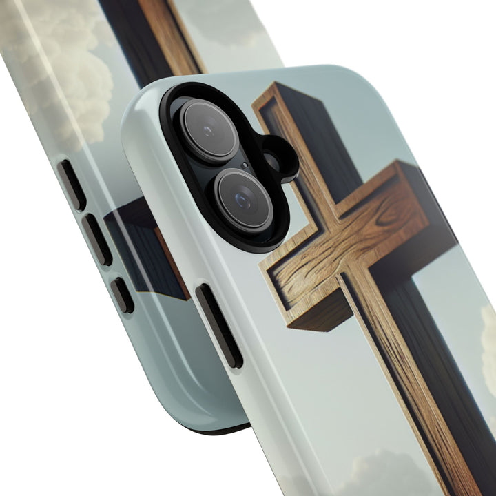 Wooden Cross Phone Case, Inspirational Gift, Christian Decor, Faith-Based Accessory, Unique Tech Gift
