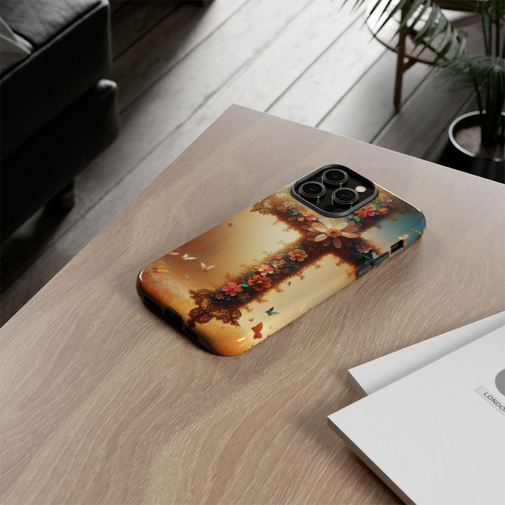 Floral Cross Phone Case, Tough Cases for Christians, Religious Gifts, Cute Floral Accessories, Chic Phone Cover, Spring Vibes