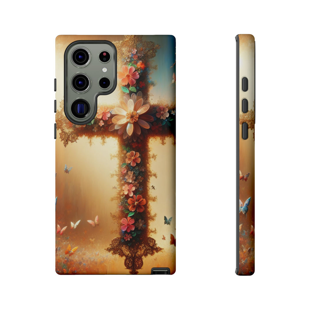 Floral Cross Phone Case, Tough Cases for Christians, Religious Gifts, Cute Floral Accessories, Chic Phone Cover, Spring Vibes