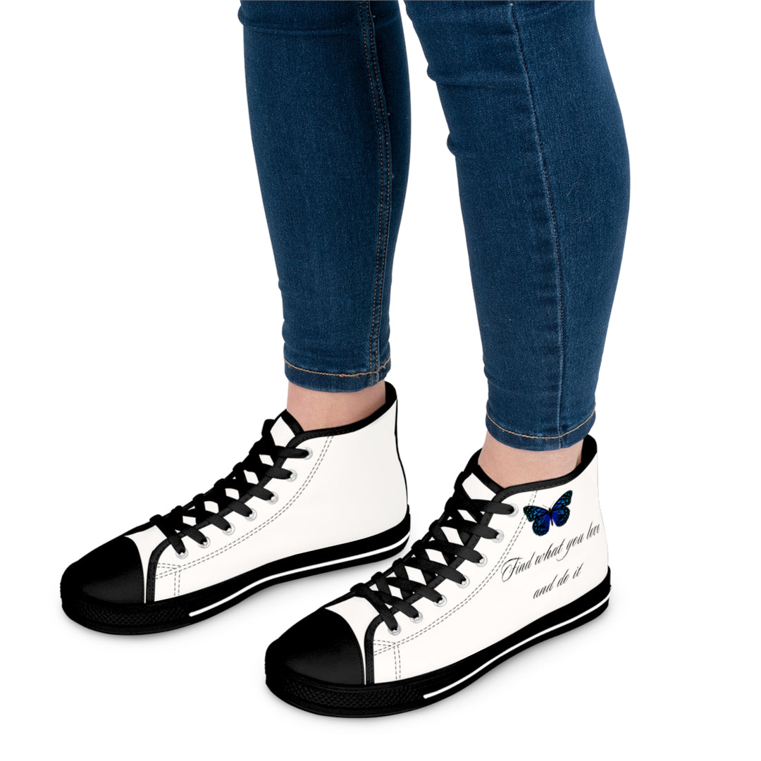Women&#039;s High Top Sneakers with Butterfly Design - Inspire Your Style