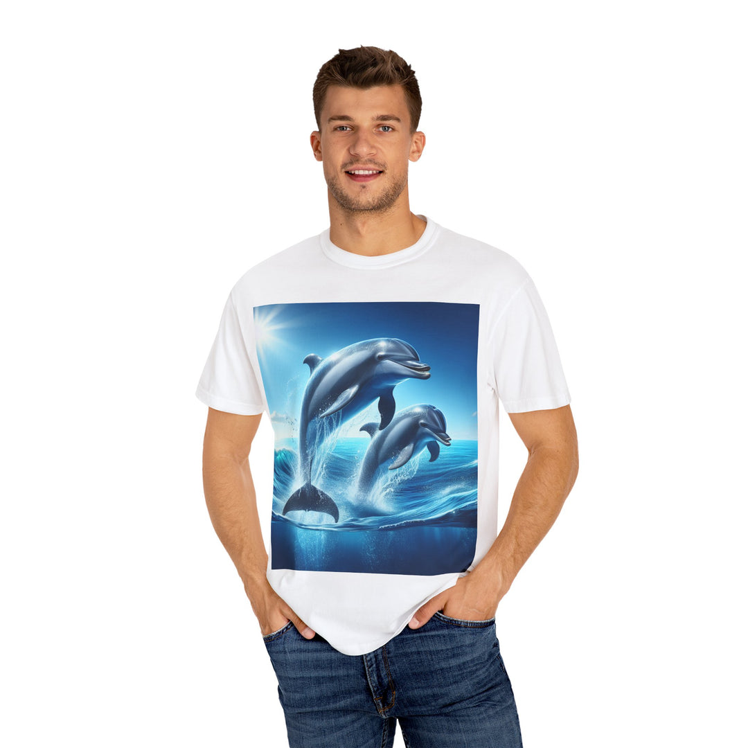 Ocean Jumping Dolphins T-Shirt - Unisex Garment-Dyed Tee