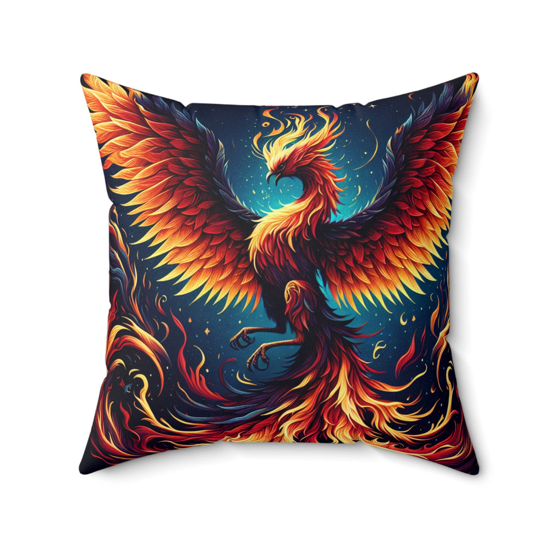 Vibrant Phoenix Throw Pillow, Bohemian Home Decor, Fire Element Cushion, Cozy Living Room Accent, Unique Gift for Dragon Lovers