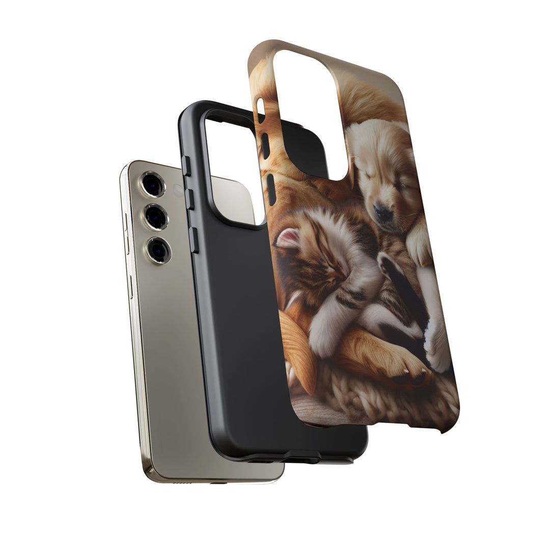 Cute Pets Phone Case - Adorable Puppy and Kitten Design, Animal Lover Gift