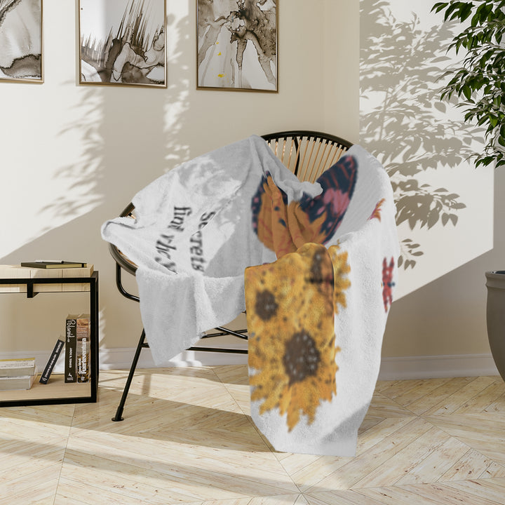 Inspirational Floral Butterfly Blanket - Velveteen Microfiber Soft Throw