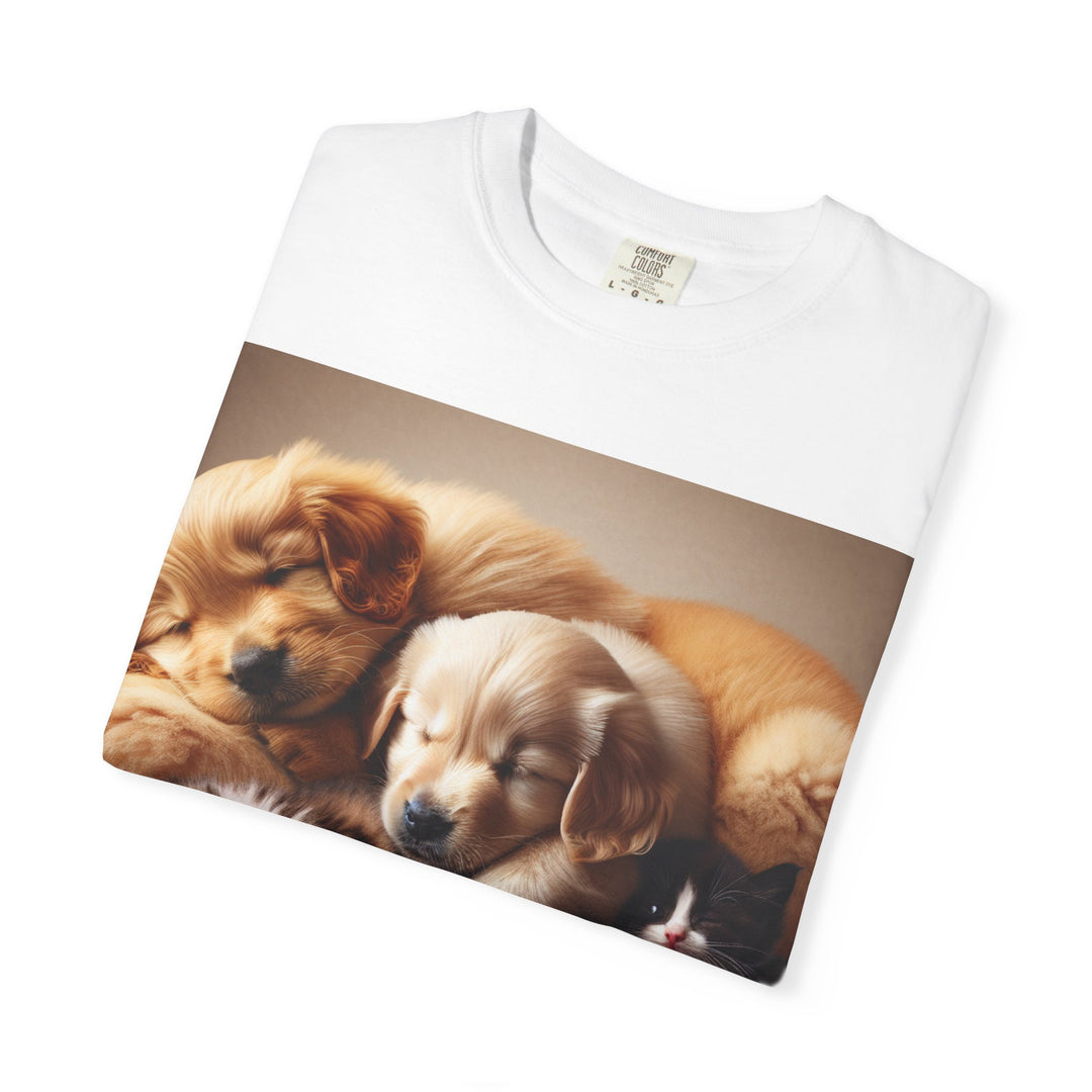 Cute Pets Snuggle Unisex Garment-Dyed T-shirt