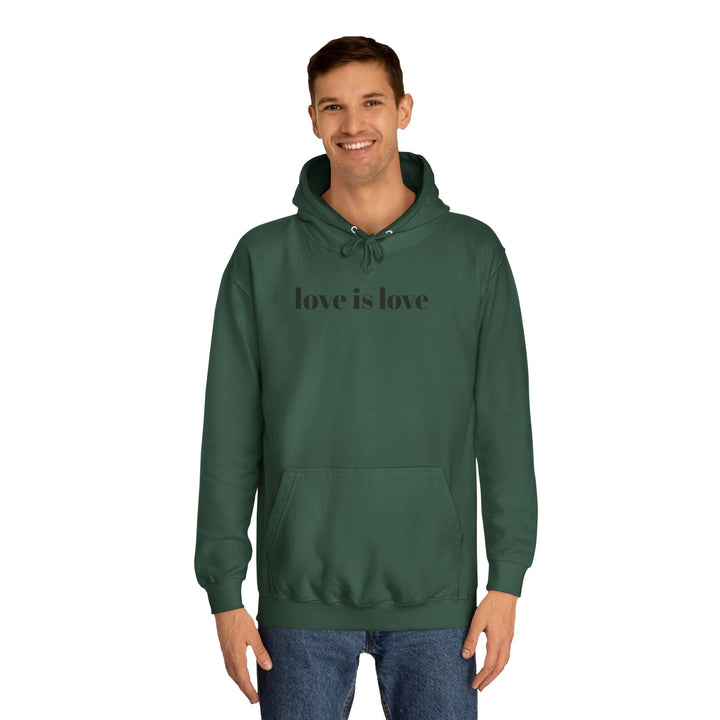 Unisex Love is Love Hoodie - Rainbow College Sweatshirt for Pride, LGBTQ+, Everyday Wear, Gift, Casual Style