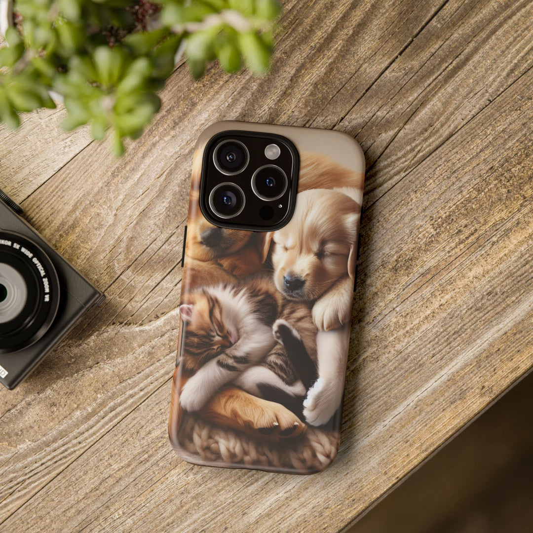 Cute Pets Phone Case - Adorable Puppy and Kitten Design, Animal Lover Gift