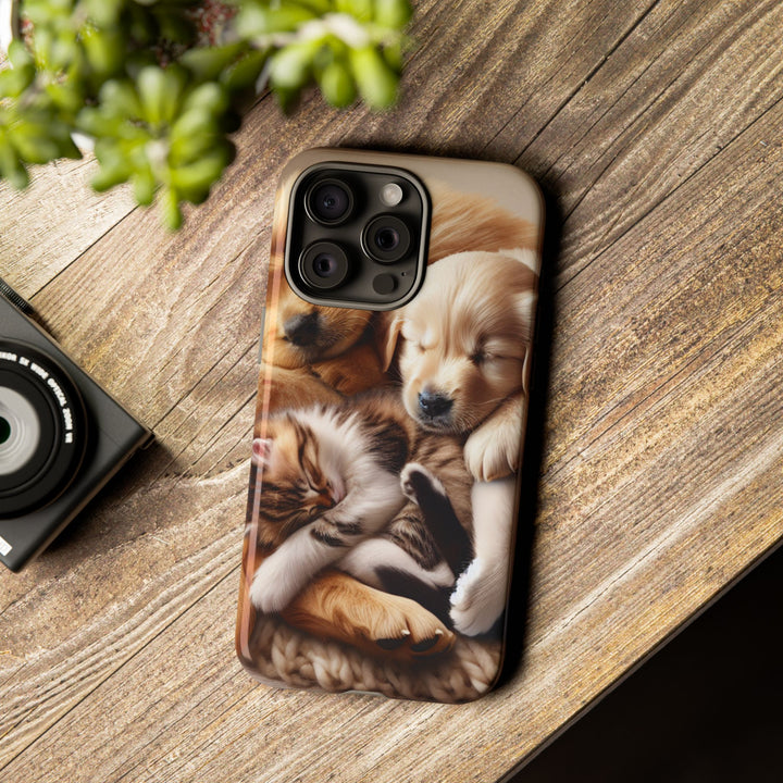 Cute Pets Phone Case - Adorable Puppy and Kitten Design, Animal Lover Gift