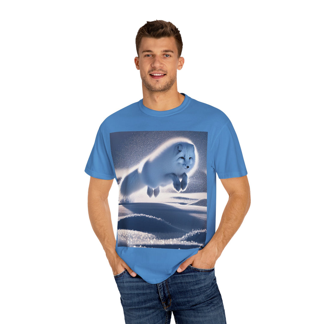 Snow Fox Jumping Unisex Garment-Dyed T-Shirt