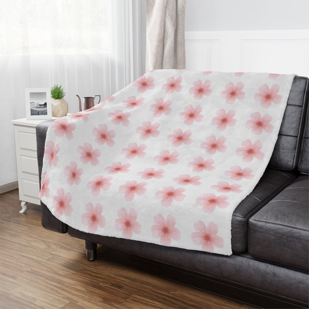 Cherry Blossom Minky Blanket - Cozy Floral Throw for Home Decor