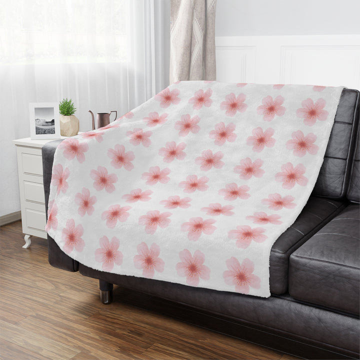 Cherry Blossom Minky Blanket - Cozy Floral Throw for Home Decor