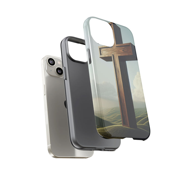 Wooden Cross Phone Case, Inspirational Gift, Christian Decor, Faith-Based Accessory, Unique Tech Gift