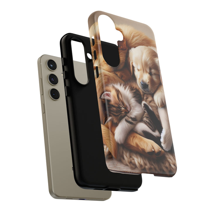 Cute Pets Phone Case - Adorable Puppy and Kitten Design, Animal Lover Gift