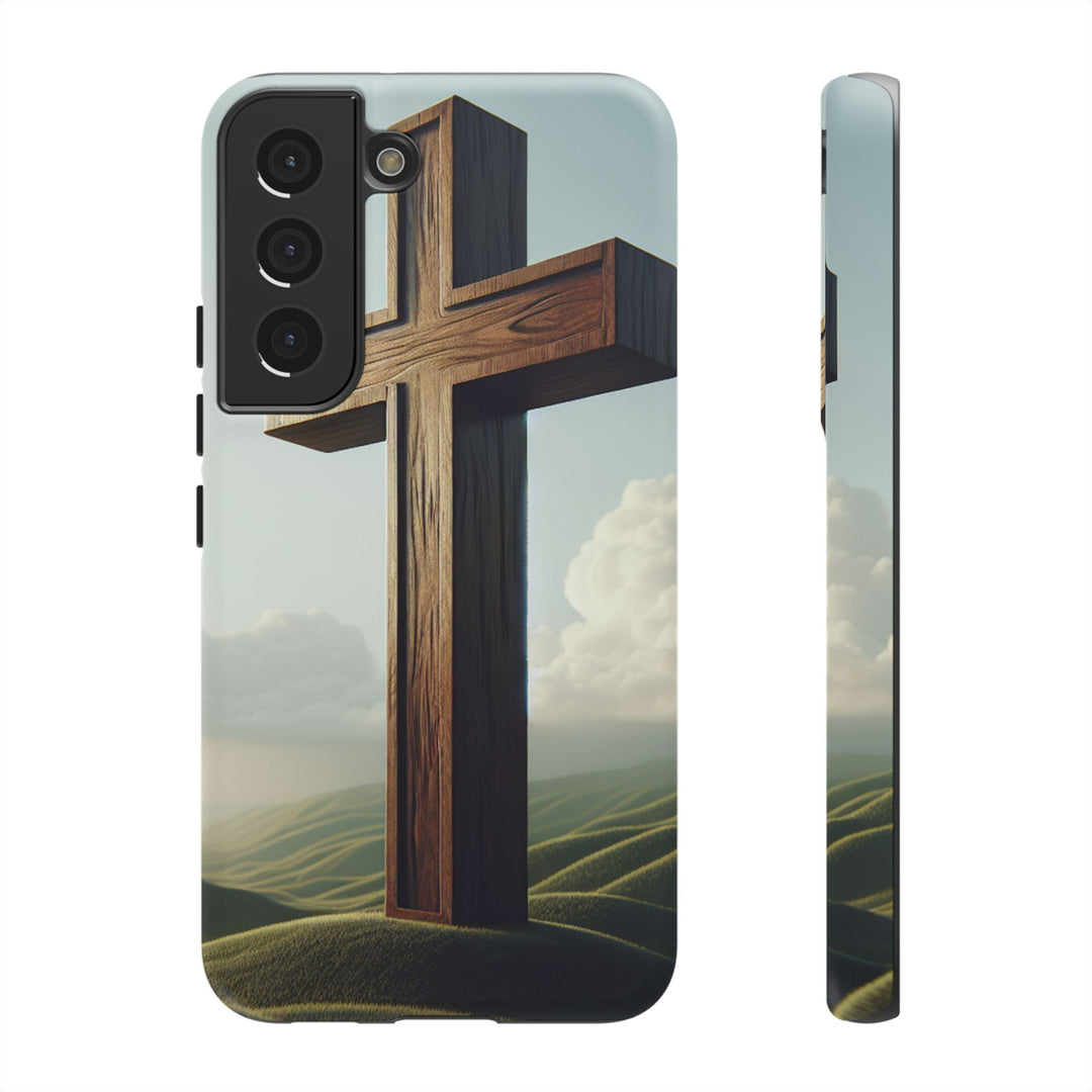 Wooden Cross Phone Case, Inspirational Gift, Christian Decor, Faith-Based Accessory, Unique Tech Gift