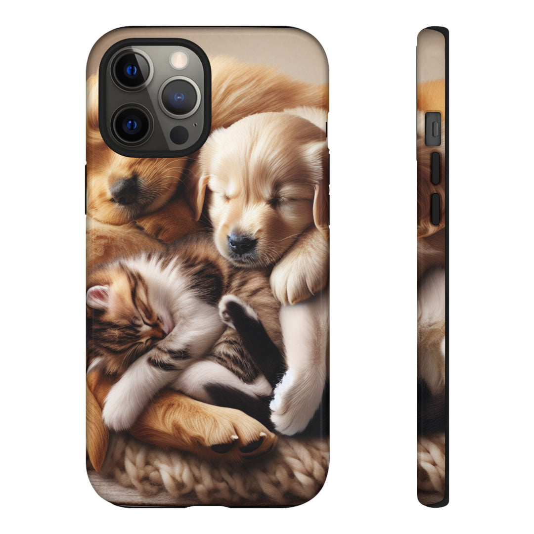 Cute Pets Phone Case - Adorable Puppy and Kitten Design, Animal Lover Gift