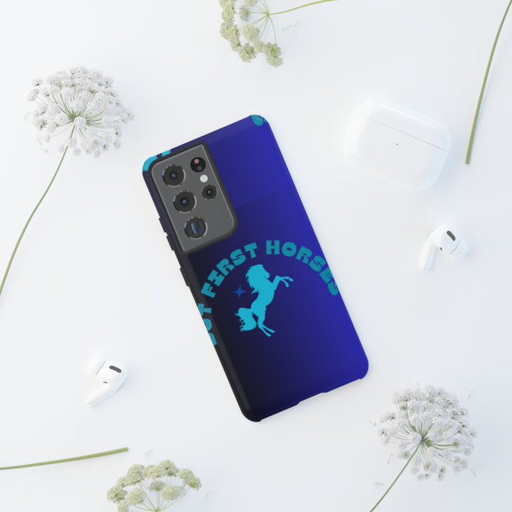 But First Horses Phone Case – Durable Tough Case for Horse Lovers