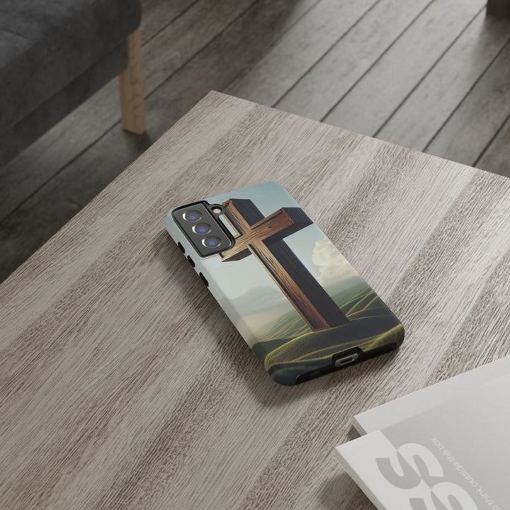 Wooden Cross Phone Case, Inspirational Gift, Christian Decor, Faith-Based Accessory, Unique Tech Gift