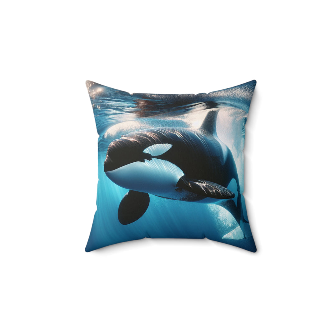 Orca Ocean-Themed Throw Pillow, Marine Life Decor, Nautical Home Accent, Coastal Living Gift, Whale Lover Cushion