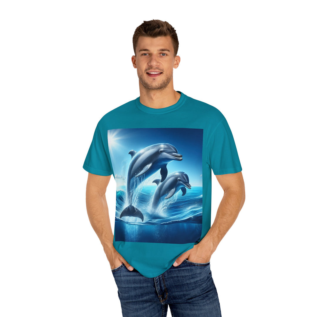 Ocean Jumping Dolphins T-Shirt - Unisex Garment-Dyed Tee