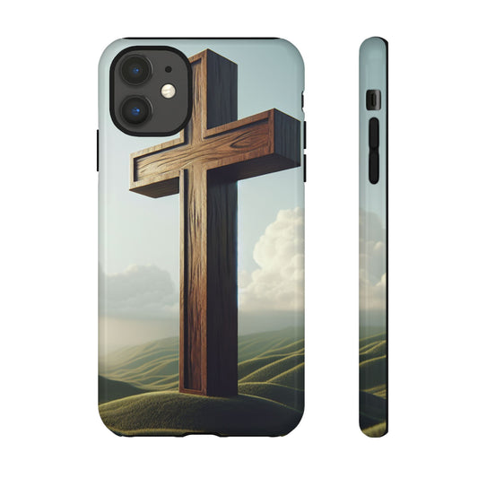 Wooden Cross Phone Case, Inspirational Gift, Christian Decor, Faith-Based Accessory, Unique Tech Gift