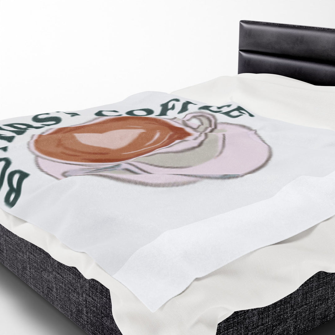 Cozy Coffee Time Velveteen Plush Blanket - Perfect Gift for Coffee Lovers