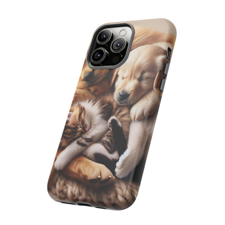 Cute Pets Phone Case - Adorable Puppy and Kitten Design, Animal Lover Gift