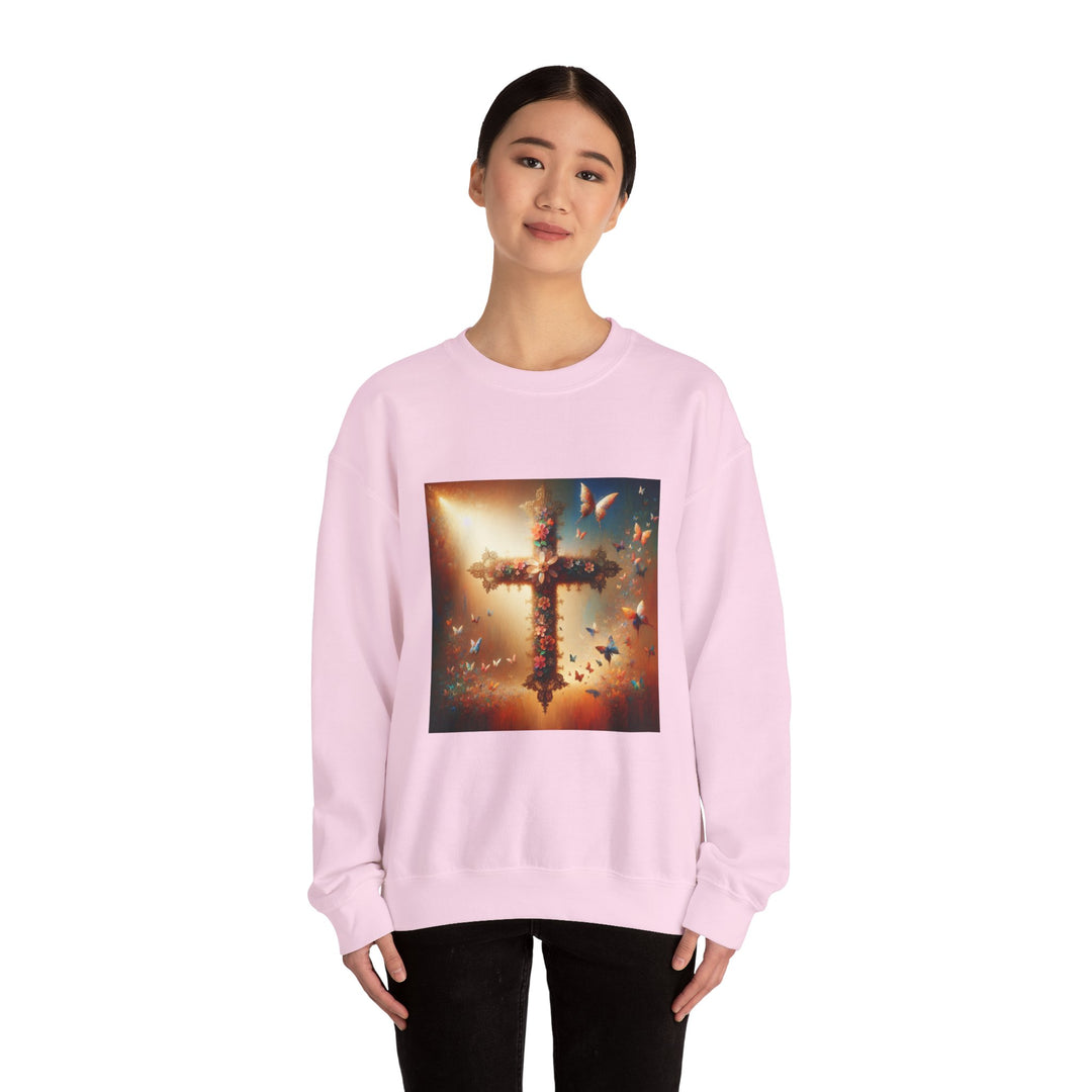 Faith-Inspired Butterfly Sweatshirt, Unisex Crewneck, Cozy Christian Apparel, Gift for Easter, Inspirational Sweatshirt, Casualwear