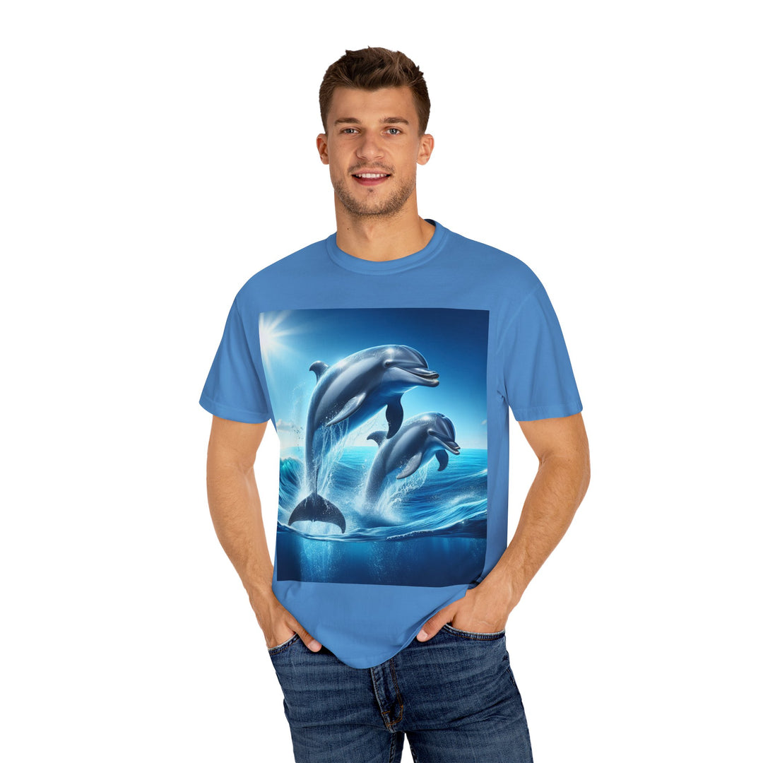Ocean Jumping Dolphins T-Shirt - Unisex Garment-Dyed Tee