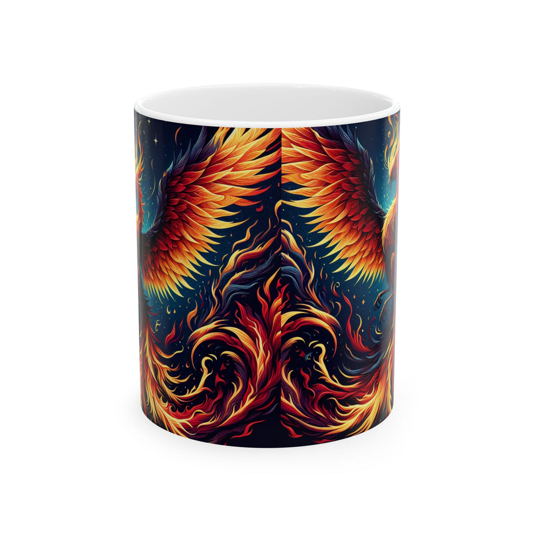 Vibrant Phoenix Ceramic Mug - Perfect Coffee Cup for Hot Drinks, Gift for Fire Sign Lovers, Fantasy Art, Unique Home Decor, Birthday Present