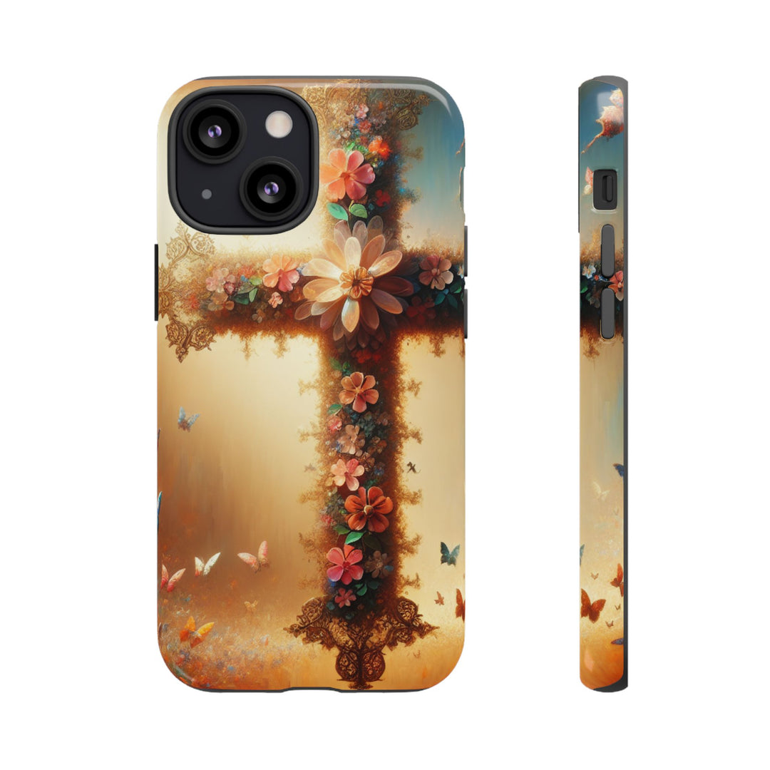 Floral Cross Phone Case, Tough Cases for Christians, Religious Gifts, Cute Floral Accessories, Chic Phone Cover, Spring Vibes