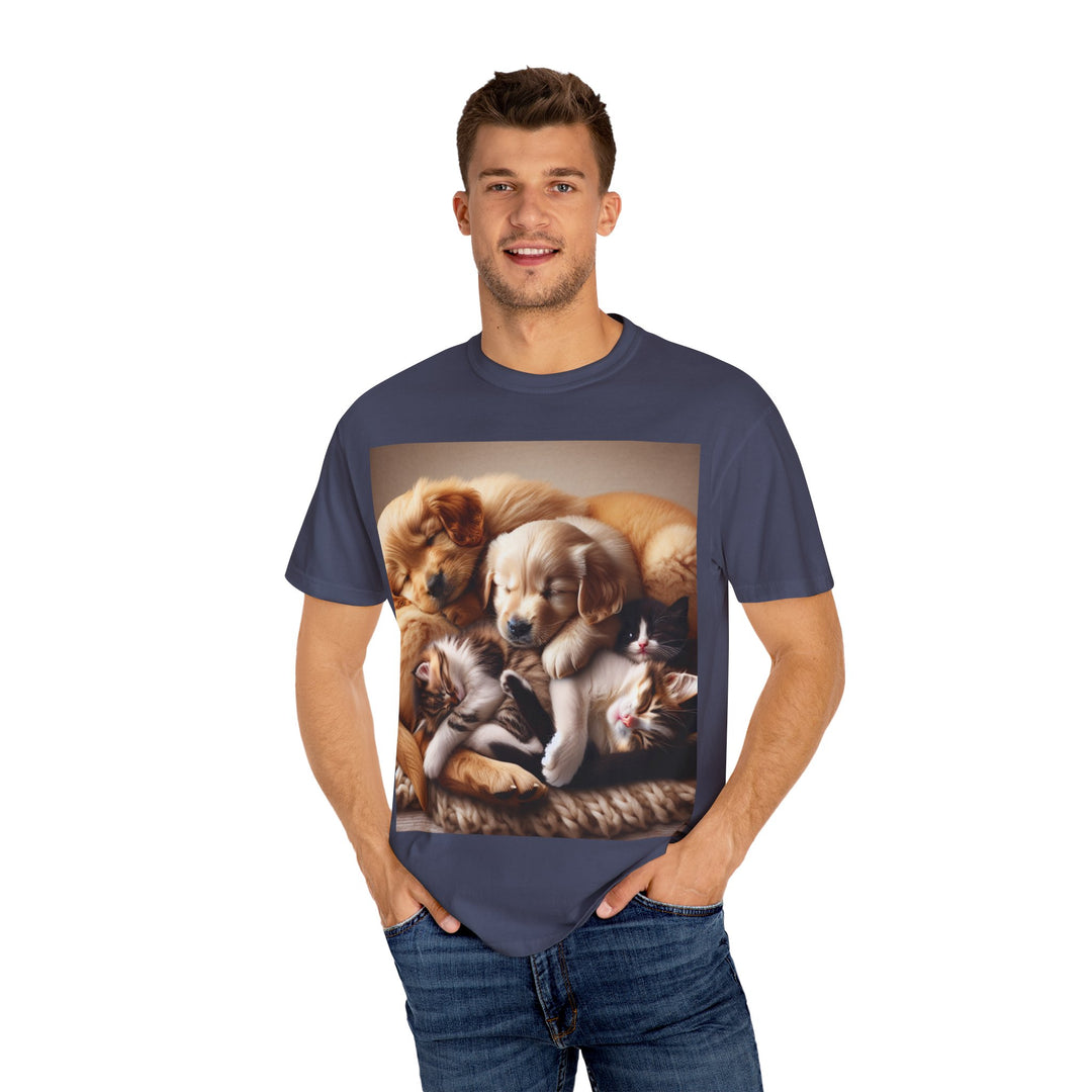 Cute Pets Snuggle Unisex Garment-Dyed T-shirt