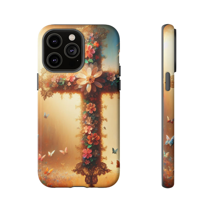 Floral Cross Phone Case, Tough Cases for Christians, Religious Gifts, Cute Floral Accessories, Chic Phone Cover, Spring Vibes