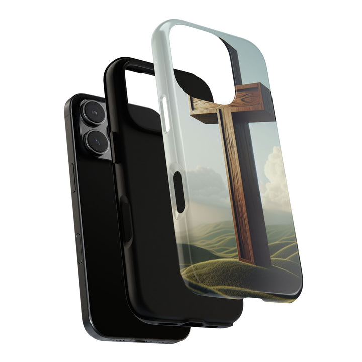 Wooden Cross Phone Case, Inspirational Gift, Christian Decor, Faith-Based Accessory, Unique Tech Gift