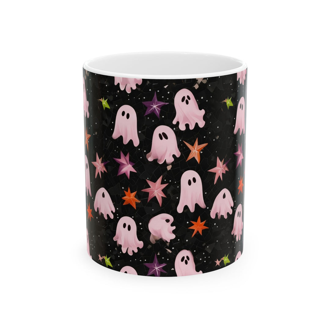 Cute Ghosts Ceramic Mug - Fun Halloween Drinkware, Gift for Friends, Coffee Lover's Mug, Spooky Decorations, Starry Night Design